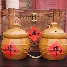 土蜂蜜600g农家蜂场自产自然成熟纯结晶野蜜陶瓷罐木质复古礼盒装