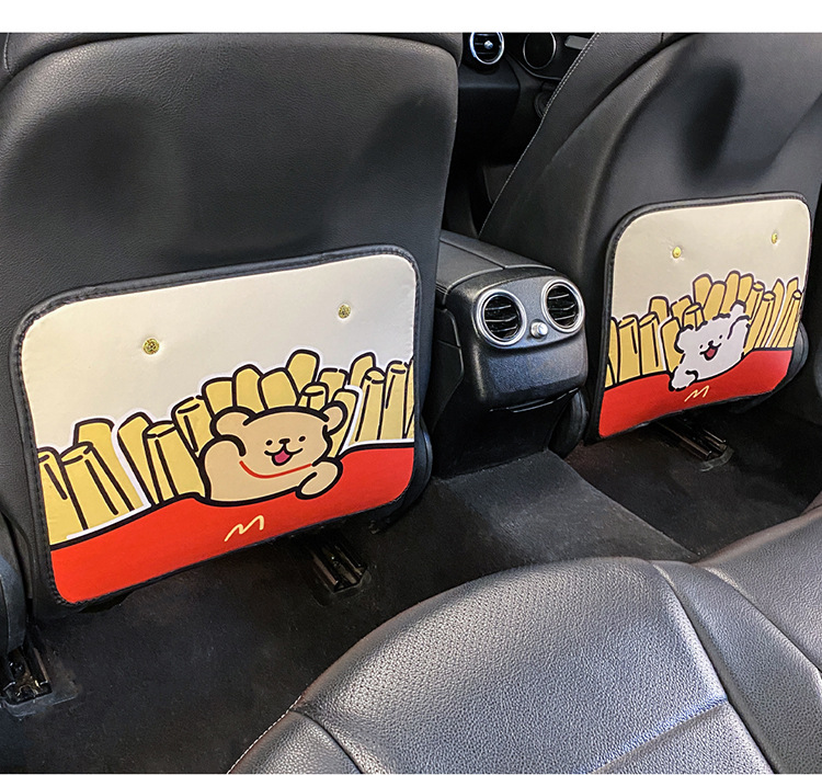 Short French Fries Puppy Chair Back Anti-kick Mat Children's Rear Seat Protection Mat Anti-dirty Protective Mat for Car Rear Wear Protection