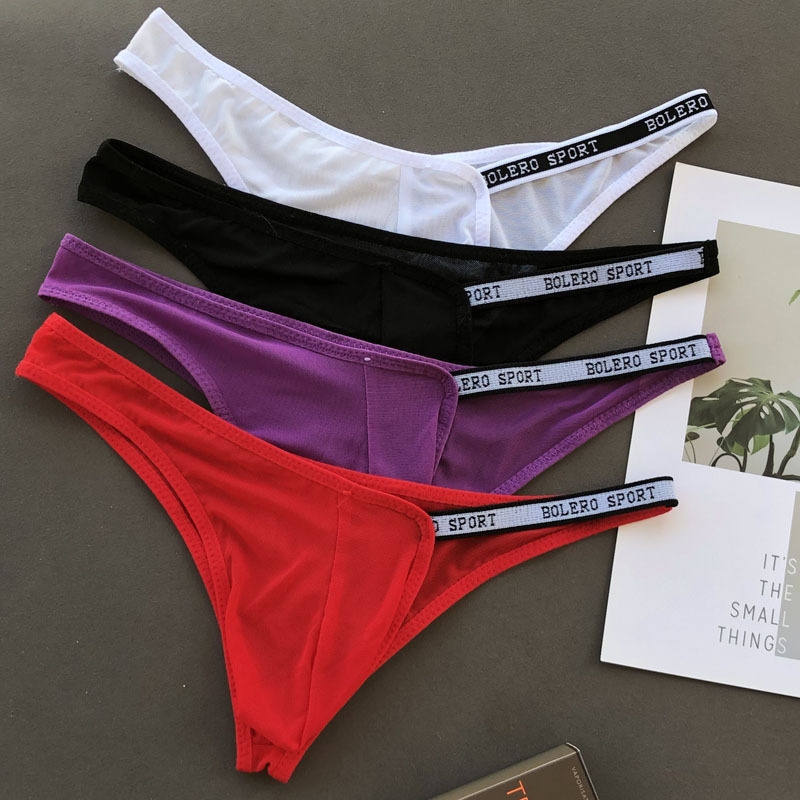 Low-Waist Briefs for Men, Double Elastic Mesh, U-Convex Breathable Cut Out Sexy Temptation Men's T-Pants, Thong for Men