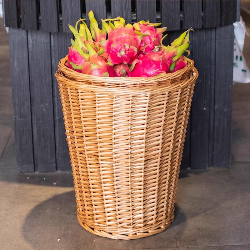 Cestas de exhibición de supermercado de caña de frutas de tela de cestas de almacenamiento de estantes comerciales de sauce tejido a mano cestas de almacenamiento