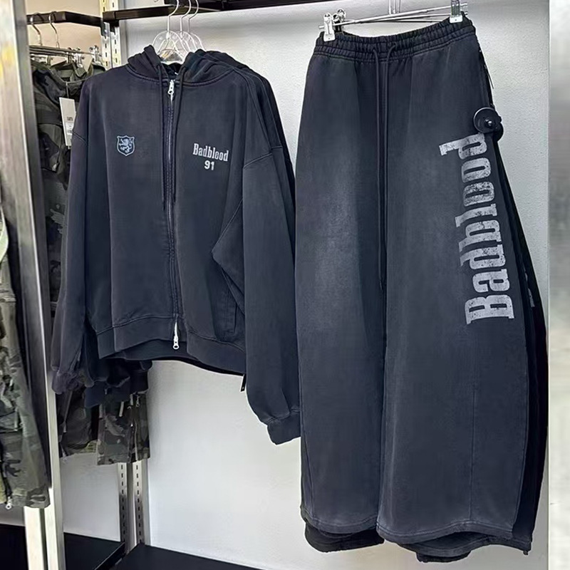 South Korea badblood BCAC Series Vintage Washed Dressed Sweatshirt Hooded Sports Niche Design Jacket South Korea badblood BCAC Series Vintage Washed Dressed Sweatshirt Hooded Sports Niche Design Jacket