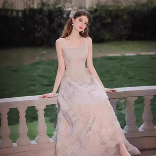 French Sling Fairy Style New Light Wedding Dress Fashion Trend Dinner Dress Bride's Out-of-House Yarn Dress dress