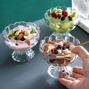 Wholesale Ice Cream Cup Glass Yogurt Ice Cream Bowl European Style High-Value Ice Cream Cup Milkshake Cold Drink Dessert Cup