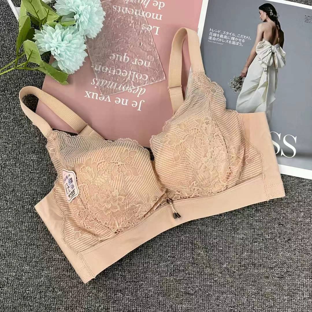 Nuevo sujetador de alta calidad de moda de encaje jacquard transpirable y cómodo ajuste lateral de pecho de cuatro botones ropa interior mujer