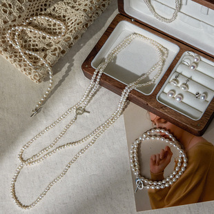 Freshwater small pearl necklace Otto buckle Pearl clavicle chain niche design pearl necklace