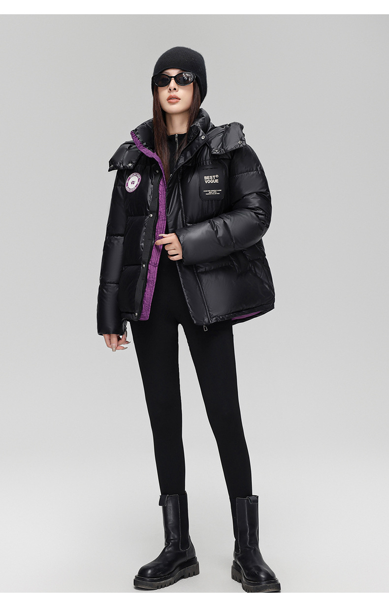 Women's Clothing loose hooded winter coats jacket men and women short winter couple thick contrast color cotton jacket_voghion.com