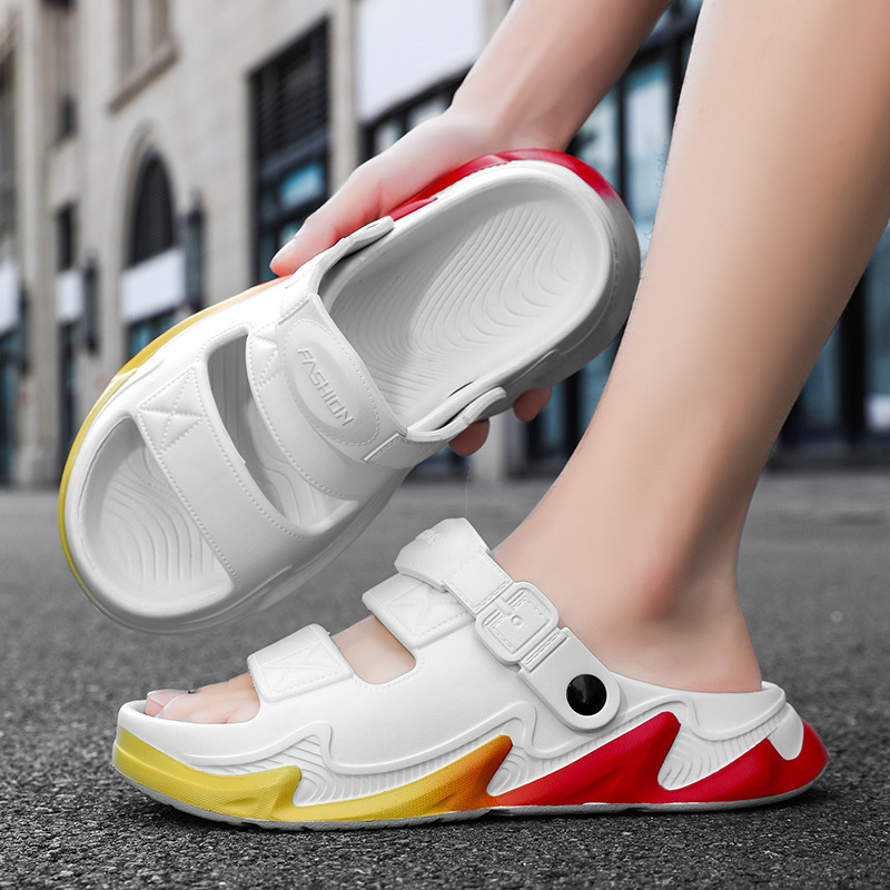 Nuevas sandalias transfronterizas de primavera y verano, zapatillas de hombre transpirables de doble uso, zapatos de playa antideslizantes para deportes y ocio de suela gruesa, zapatos de moda para llevar
