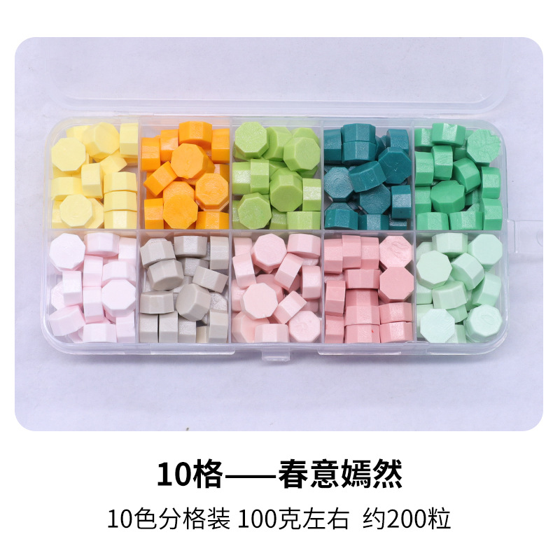 Fuego pintura cera grano traje de color mezclado 24 caja de cuadros de color ocho lados fuego pintura sellado cera fuego pintura sello cera grano fábrica al por mayor