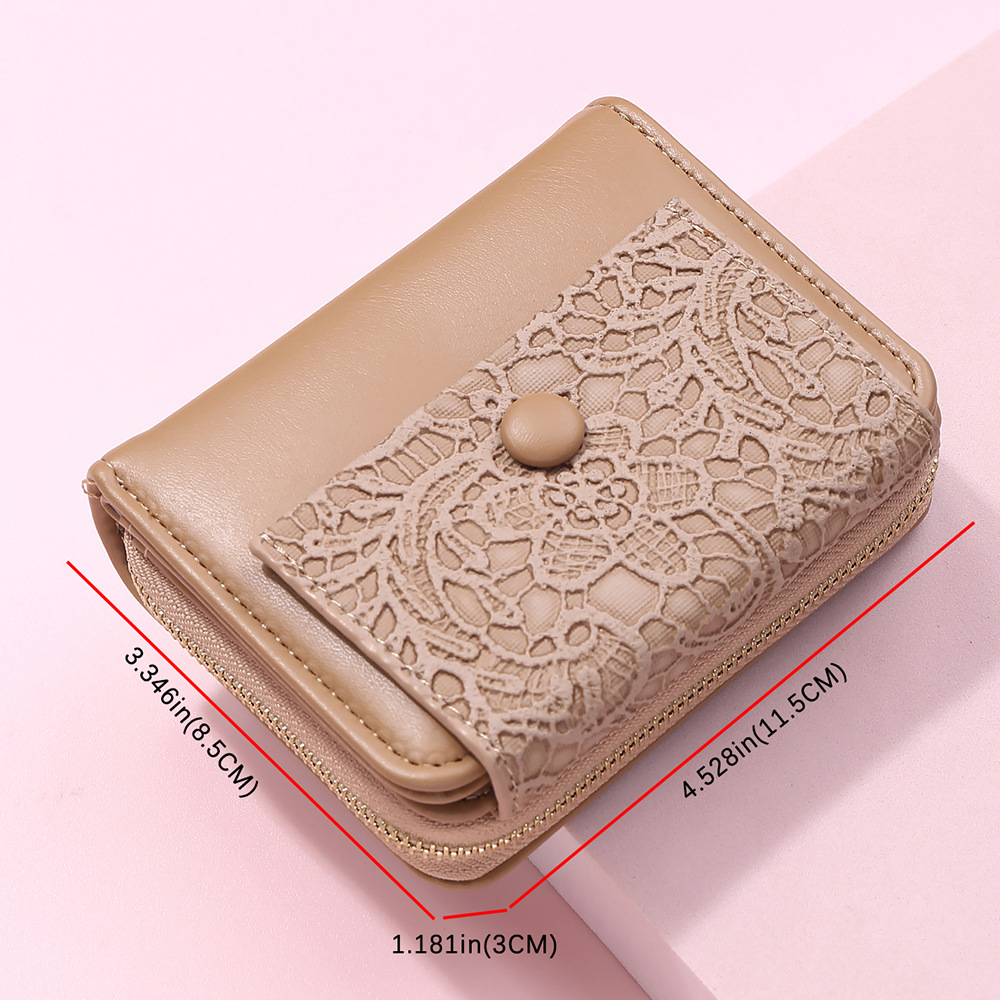 Femmes Couleur Unie Fleur Faux Cuir Fermeture Éclair Boucle Porte-monnaie display picture 1