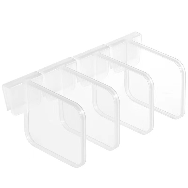 冷蔵庫分類仕切り板引き出し収納整理棚物置棚プラスチック邪魔板透明固定ボタン付き4個セット|undefined