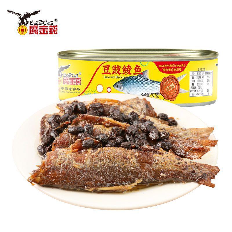 鹰金钱金奖豆豉鲮鱼罐头227g方便罐头即食海鲜鱼罐头熟食下饭菜|undefined