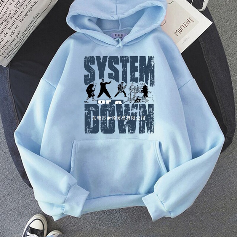 90S Retro Rock Band System down Print Hoodie Unisex, Casual Sweatshirt Men