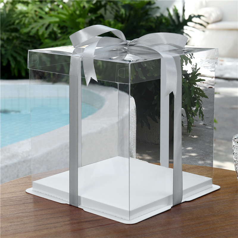 透明生日蛋糕盒4/6/8/10/12/双层加高一次性手提烘焙包装盒子