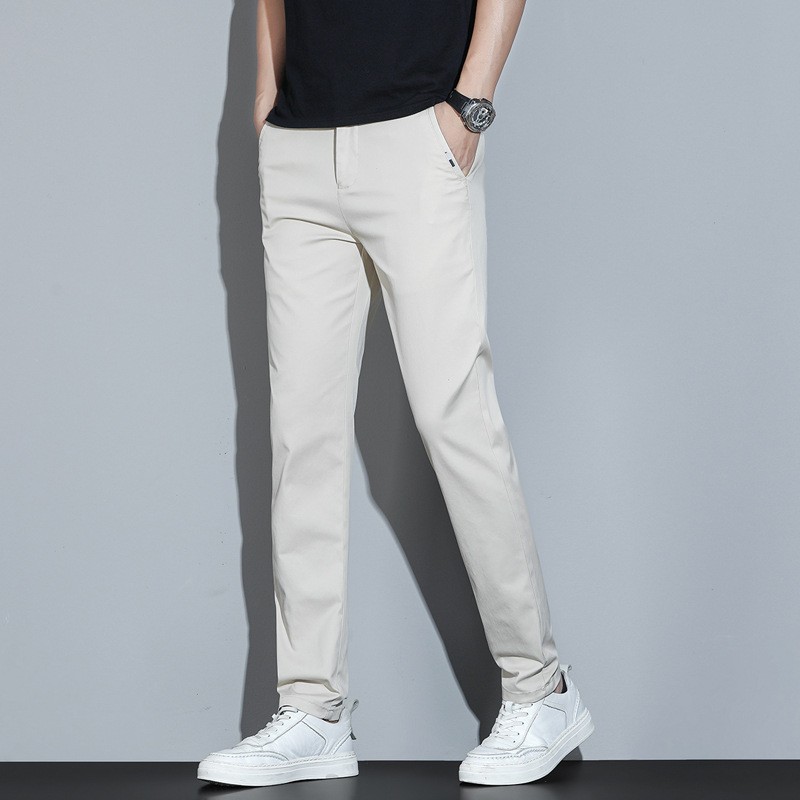 Men's Spring and Summer Thin Straight-Leg Casual Pants, Slim Fit, Solid Color, Simple and Stylish, Trendy Brand