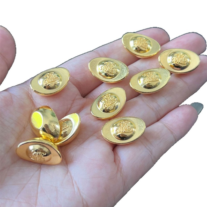 大型固体砂金メッキインゴット模造金インゴット装飾品宝の穀物ポット宝のタンク装飾品|undefined