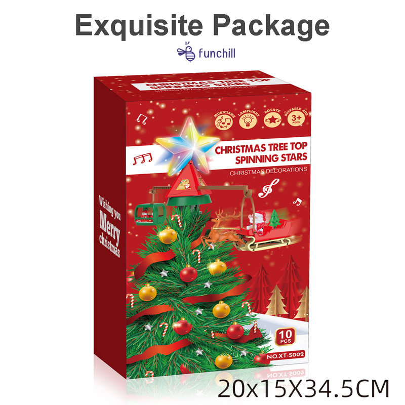 子供のクリスマストレインツリートップ回転スタークリスマス装飾ホテルショッピングモール装飾品ライトミュージックトレイン|undefined