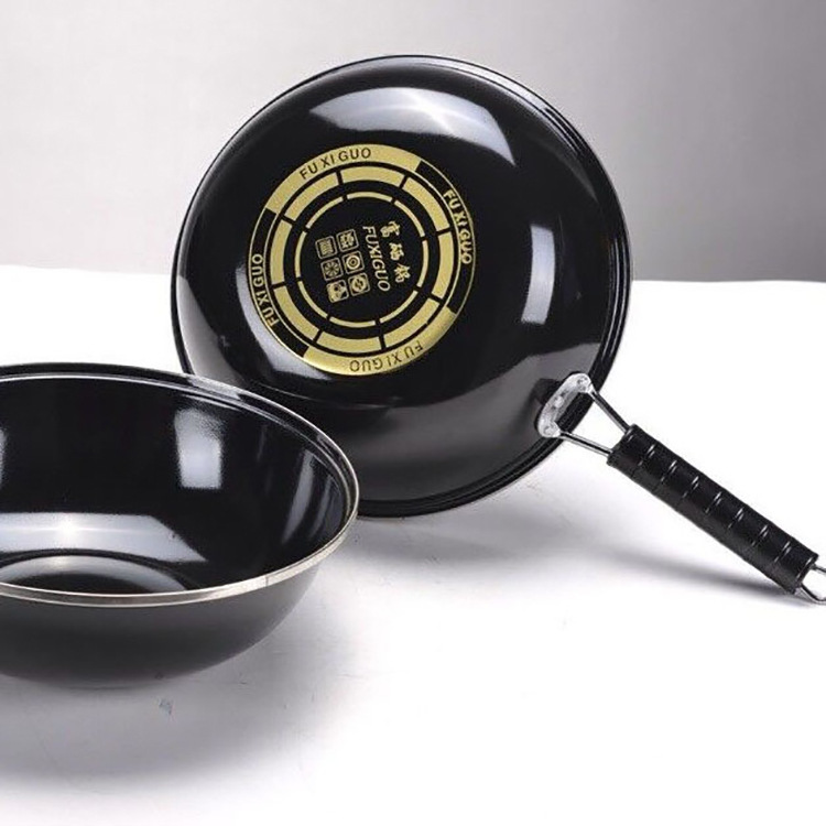 廠家直銷搪瓷不粘富硒養生炒鍋無煙不粘平底鍋實用禮品鍋批發