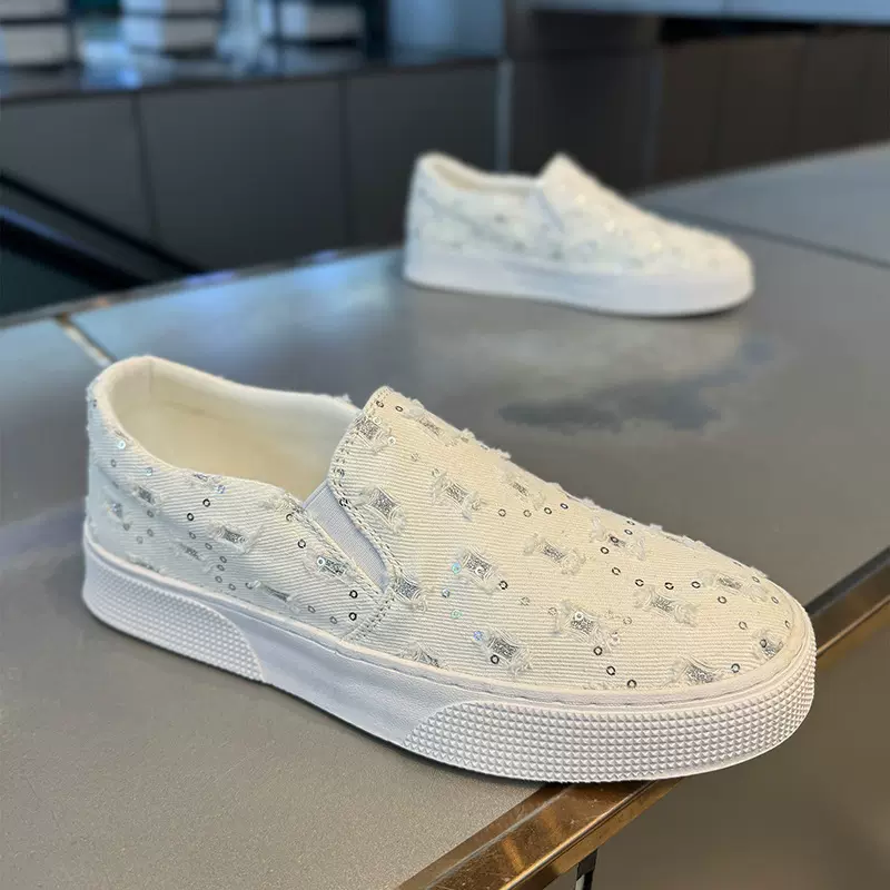 夏季2025新款男鞋休闲百搭一脚蹬帆布鞋子男款厚底防滑耐磨运动鞋