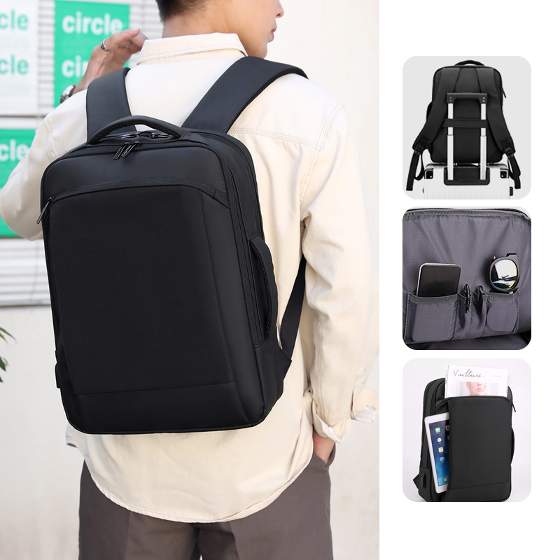 Nueva mochila de negocios simple transfronteriza versátil bolsa de computadora portátil de viaje multi-capas para hombres bolso USB