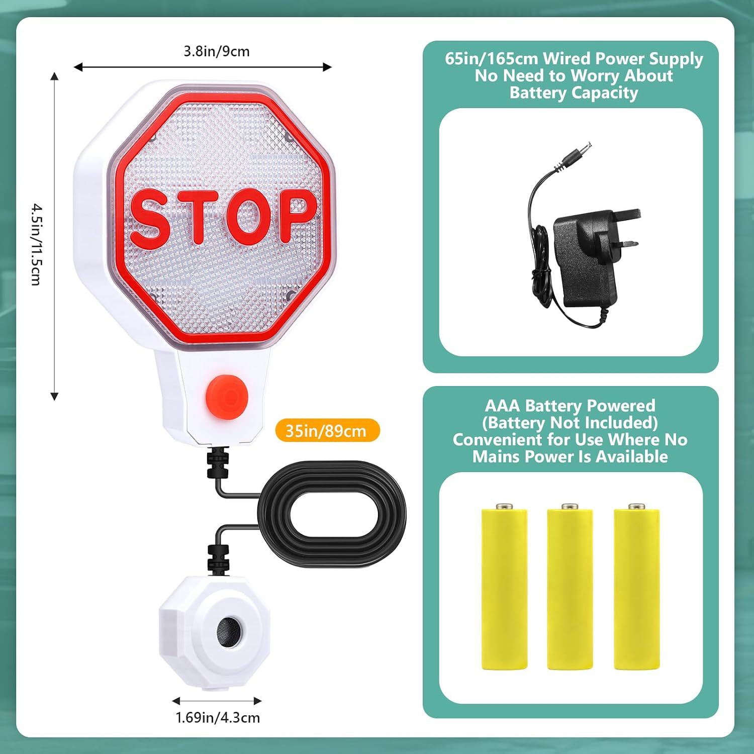 Adjustable garage parking sensor auxiliary device, with LED indicator light and dual-power rotary connector