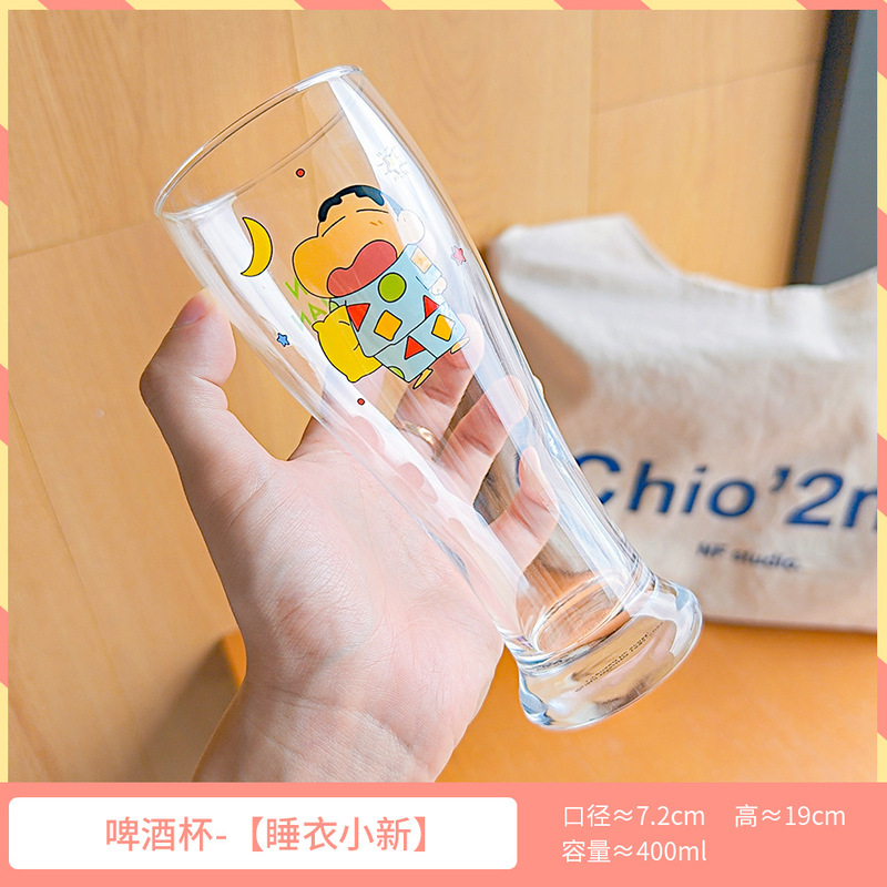 クレヨンしんちゃん ガラスビールカップ 家庭用ウォーターカップ 2025 新しい高価値かわいいジュースカップ 冷たいドリンクカップ|undefined
