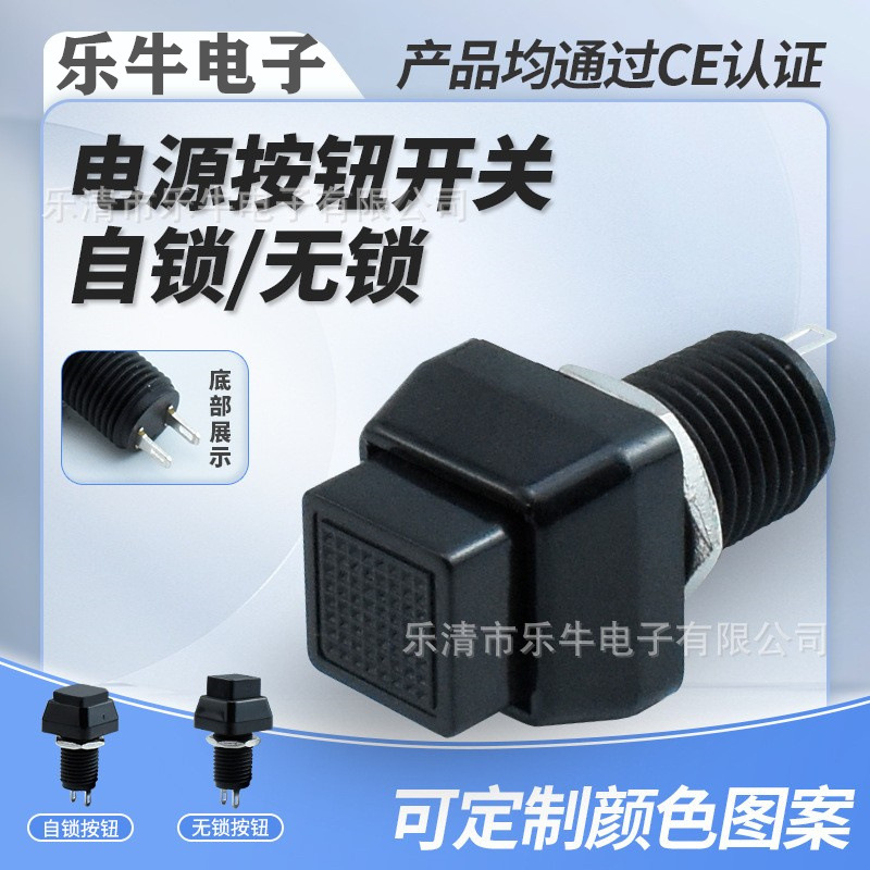 DS-460自锁/无锁 黑色方形 电源按通开关 PBS1-8 点动按键 CE认证