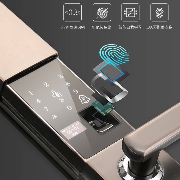 Bloqueo de huellas dactilares deslizante Bluetooth, bloqueo de contraseña doméstico, bloqueo de tarjeta magnética, puerta antirrobo, bloqueo inteligente, bloqueo de función deslizante automático