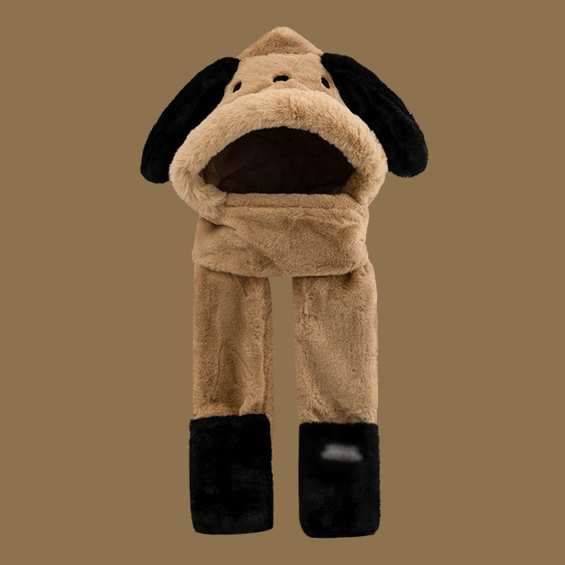 Sombreros de invierno adorable pacha cachorro peluche grueso bufandas guantes encapuchados calentamiento guante de tres piezas