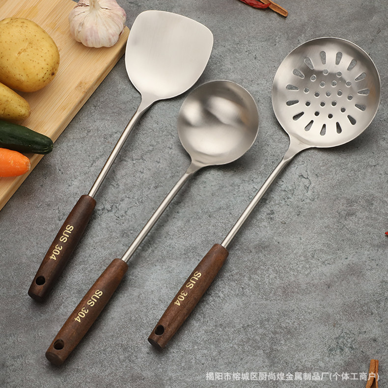 304 acero inoxidable frito pala de hierro cocina cocina cocina cocina hogar set especial para cocinero