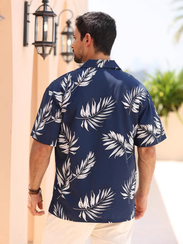 Beach Short Sleeve Southeast Asian Flower Shirts for Men, Quick-Drying Ice Silk Beach Vacation Sanya Style Clothing, Hawaiian Shirts for Men