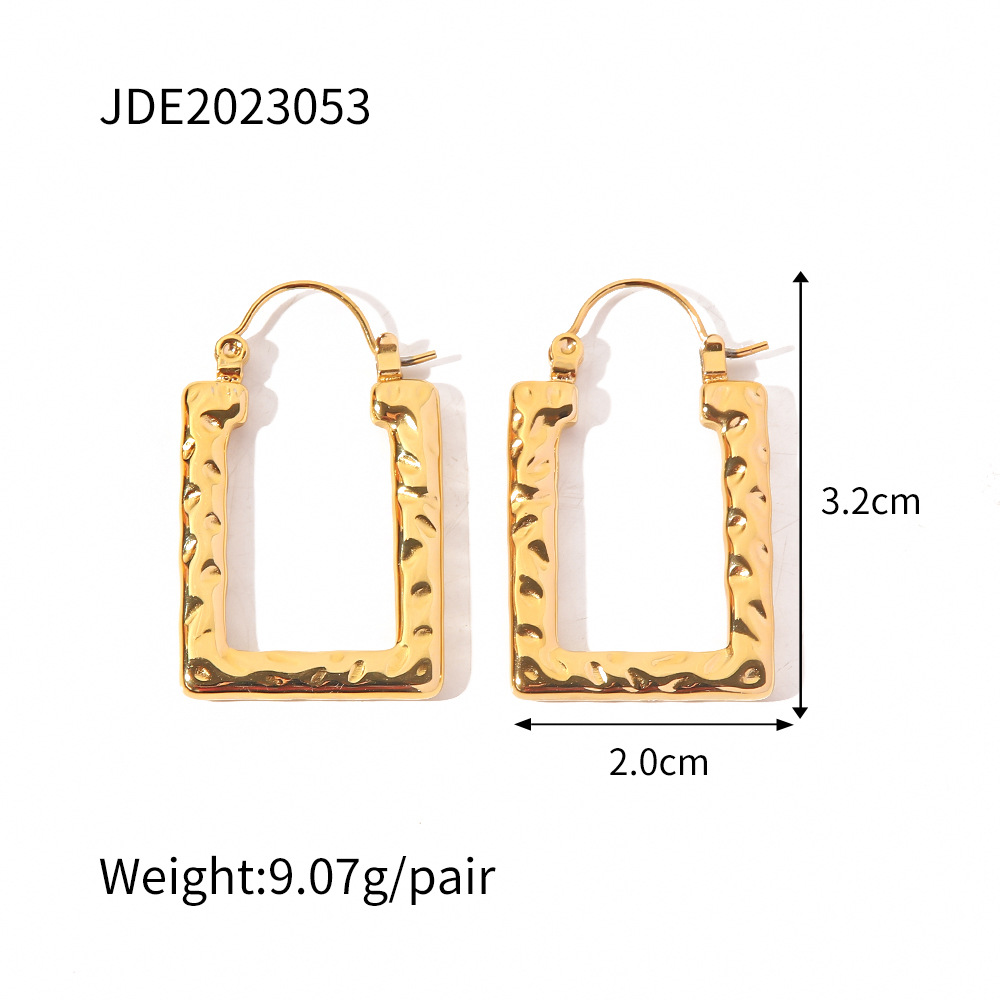 Retro Geometric Stainless Steel Gold Plated Earrings 1 Pair