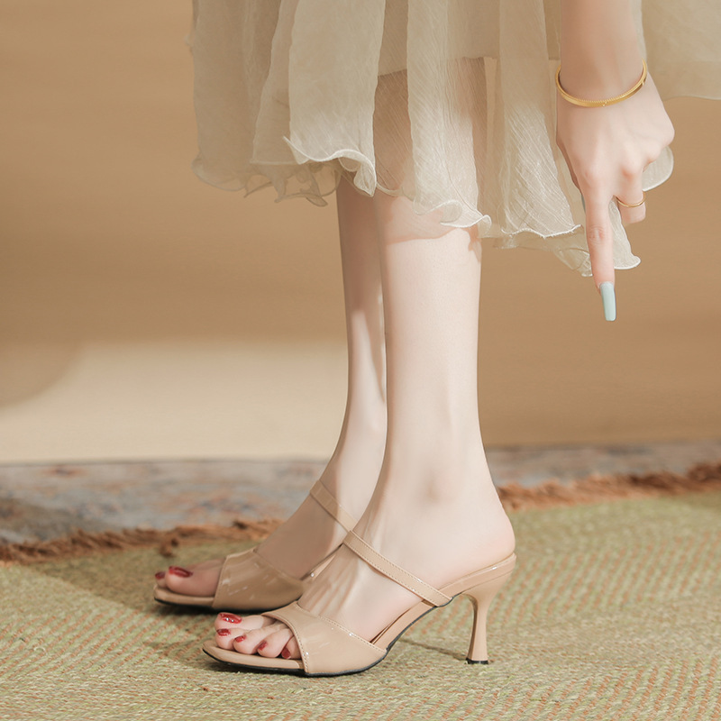 316-F2 High Heel Sandals Women's Fashionable One-word Square-toe Fairy Style Skirt Thin Heel Sandals plus size Sandals 316-F2 High Heel Sandals Women's Fashionable One-word Square-toe Fairy Style Skirt Thin Heel Sandals plus size Sandals