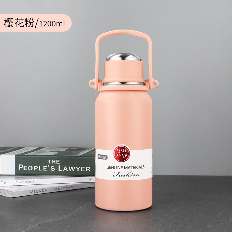 Termo de acero inoxidable 316 para exteriores, botella de agua deportiva de gran capacidad con asa, botella de viaje con doble tapa, aislamiento térmico de gran capacidad