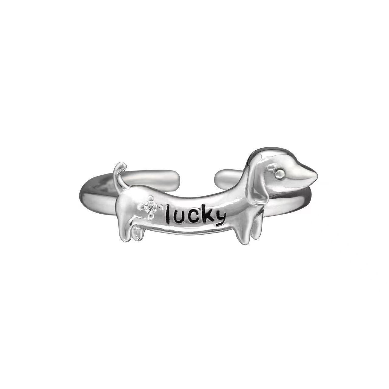 Dachshund Dog Ring Women's Cute Fun Cute Delicate High Sense Personality Ring Spring Atmosphere Sense New Explosions Earrings