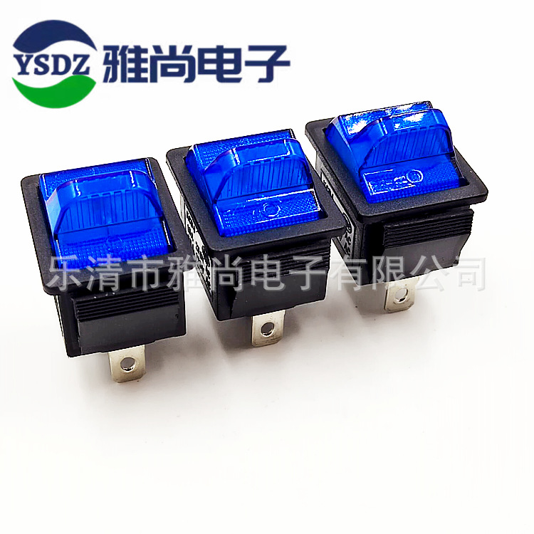 供应 KCD4带手柄电动器具开关16A/250V三脚两档带灯 双银点阻燃