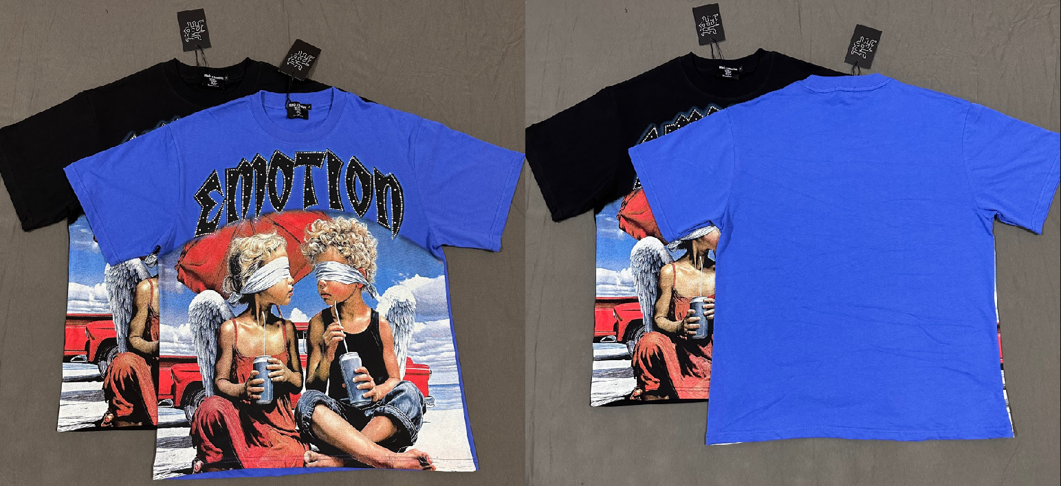 Transfronterizos MIXED EMOTION Ángel Impresión extraterrestre camiseta de hombre y mujer callejera de diamante de cuello redondo de manga corta