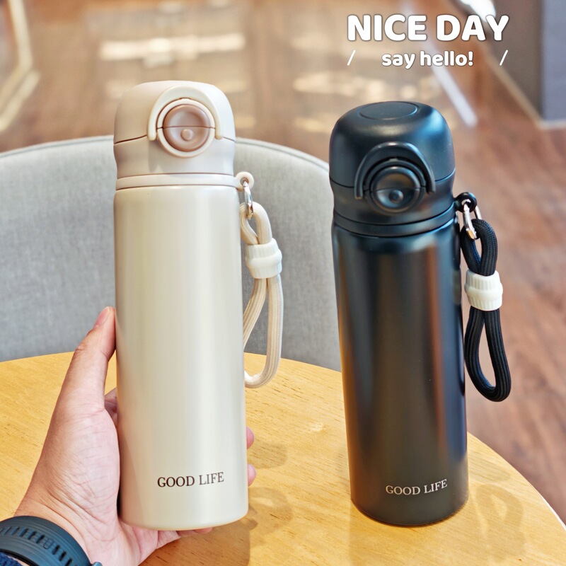 Fashionable and Simple Pop-Up Thermos Cup with Carrying Rope Portable Double-Drink Vacuum Cup Student Stainless Steel Straw Cup Wholesale Fashionable and Simple Pop-Up Thermos Cup with Carrying Rope Portable Double-Drink Vacuum Cup Student Stainless Steel Straw Cup Wholesale