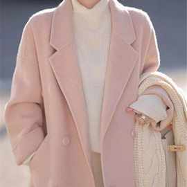高级感双面羊绒大衣女2023春秋新款韩版宽松中长款赫本羊毛呢外套