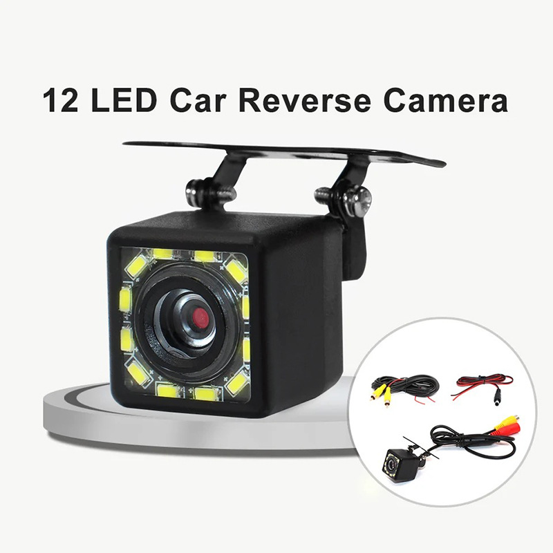 (2개) 12LED 조명 자동차 범용 반전 카메라 초고화질 야간 투시경 자동차 후면보기 자동차 카메라 고화질