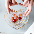 爱心玻璃碗家用透明果盘点心甜品水果盘心形轻奢玻璃盘客厅零食盘