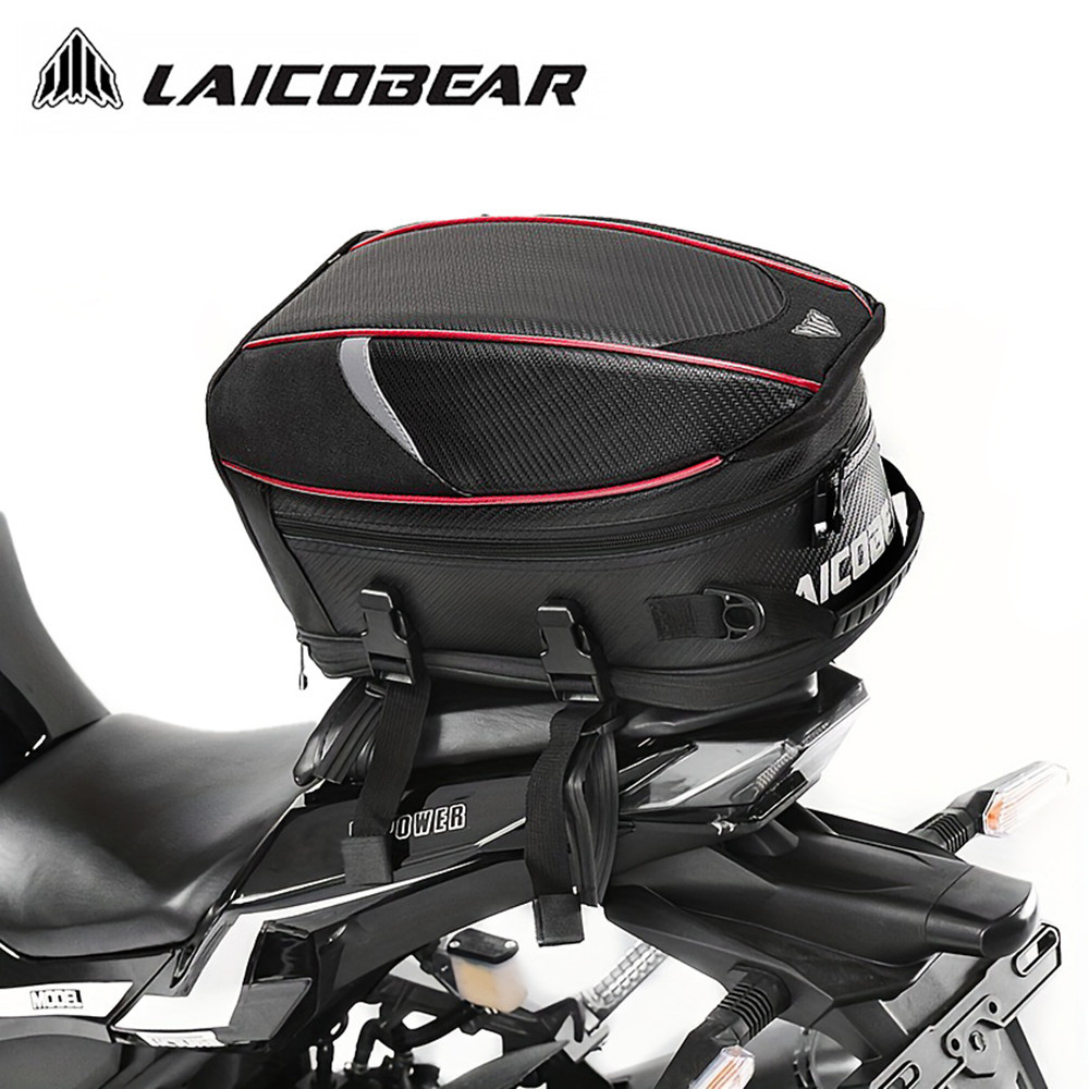 New motorcycle tail bag, multifunctional outdoor riding equipment rear seat bag, large-capacity half helmet bag, available for dropshipping