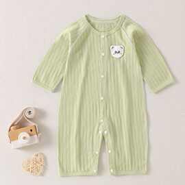 婴儿连体衣春秋爬服纯棉透气宝宝衣服男女无骨哈衣薄款长袖睡衣