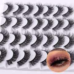 Cross-border new product false eyelashes set of 14 pairs, fluffy and messy, high imitation sable hair, attached eyelashes, dense and curly
