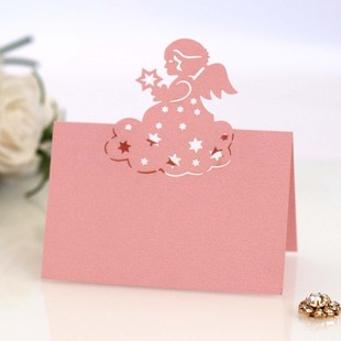 Cross-border in stock angel little girl three-dimensional birthday seat card laser hollow wedding name sign-in desk table card