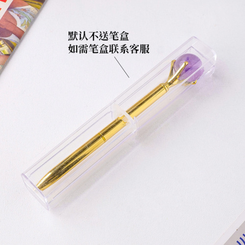 Natural crystal ball pen, crystal ball metal pen, gemstone pen, advertising company signature pen, student office gift