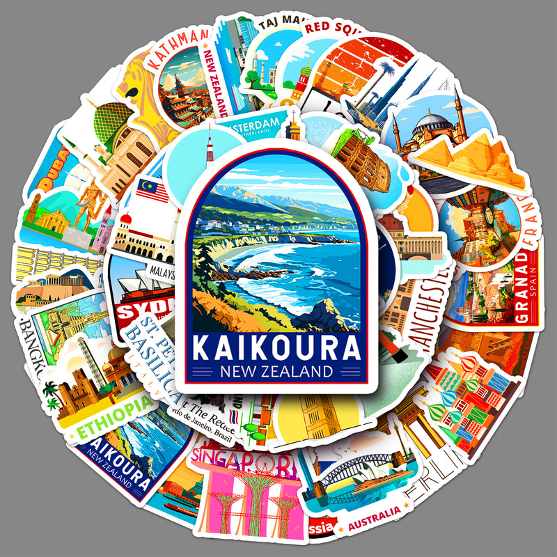 50 City Landmark Personality Cross-border Outdoor Travel Famous Scenery Decoration Luggage Laptop Stickers 50 City Landmark Personality Cross-border Outdoor Travel Famous Scenery Decoration Luggage Laptop Stickers