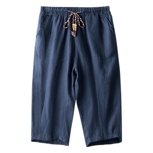 Summer men's linen pants beach pants cropped pants loose casual thin men's pants factory a generation of 607