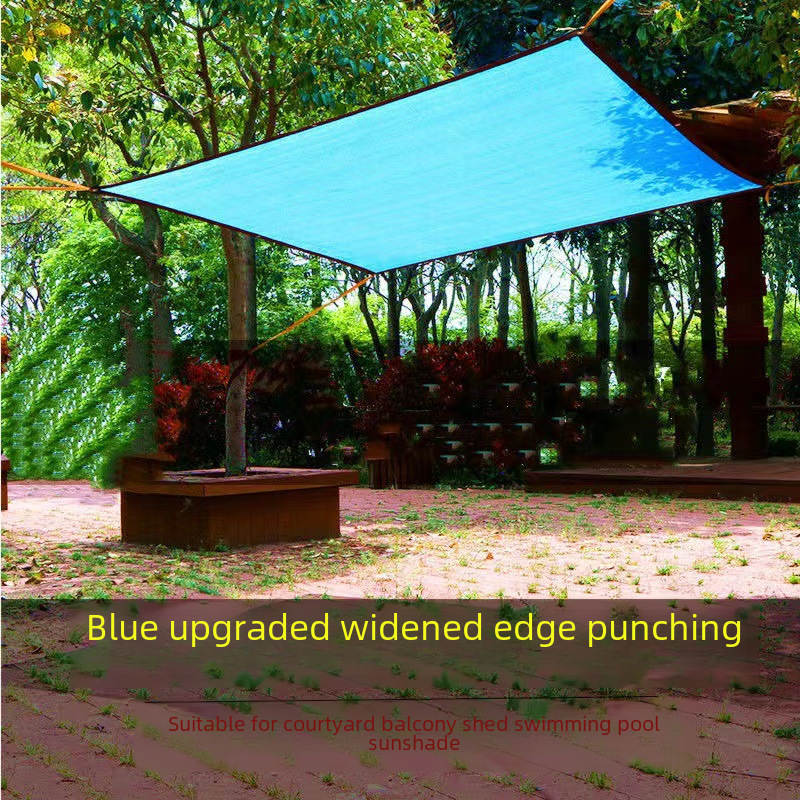 Outdoor swimming pool courtyard flower encrypted thick UV protection shade net for export and cross-border edge sealing and punching blue shade net