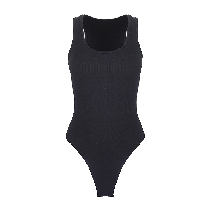 2023 verano moda transfronteriza europea y americana de las mujeres sexy costilla delgada chaleco en forma de I de una sola pieza Top bodysuit