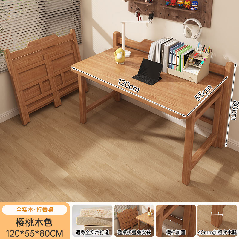 Escritorio plegable de madera sólida, escritorio de computadora doméstica, dormitorio pequeño, escritorio de estudio, escritorio de oficina simple